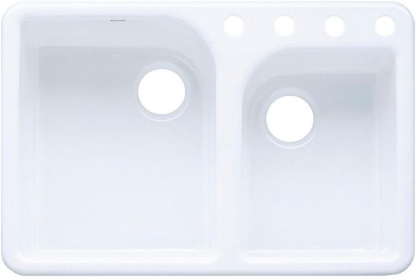 KOHLER K-5932-4-0 Executive Chef Self-Rimming Kitchen Sink, White