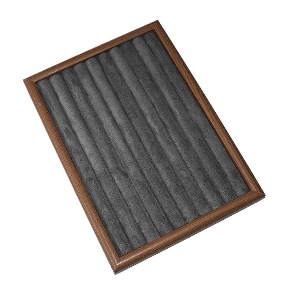 CLQYXRMVC Jewelry Organizer Stand Wooden Jewelry Rack Brown Gray Ring Tray Bracelet Earring Storage Necklace Display Stand(Large)