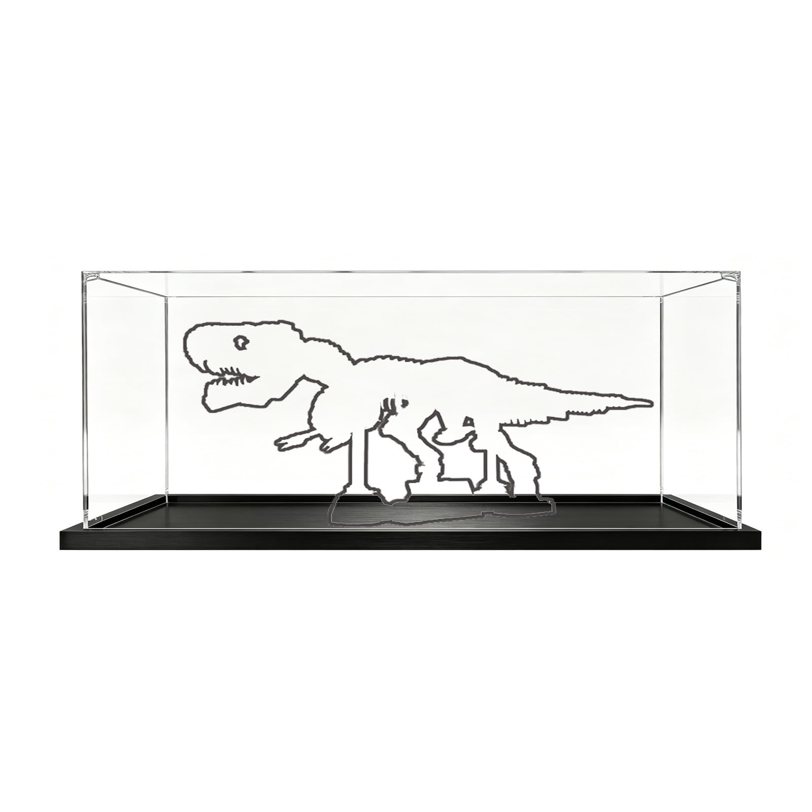 Akrylowa witryna kompatybilna z Lego 76968 Tyrannosaurus Rex Fossil Skeleton Model, pyłoszczelne, przezroczyste pudełko do przechowywania, kompatybilne z modelem 76968 (model nie jest dołączony) (3 mm