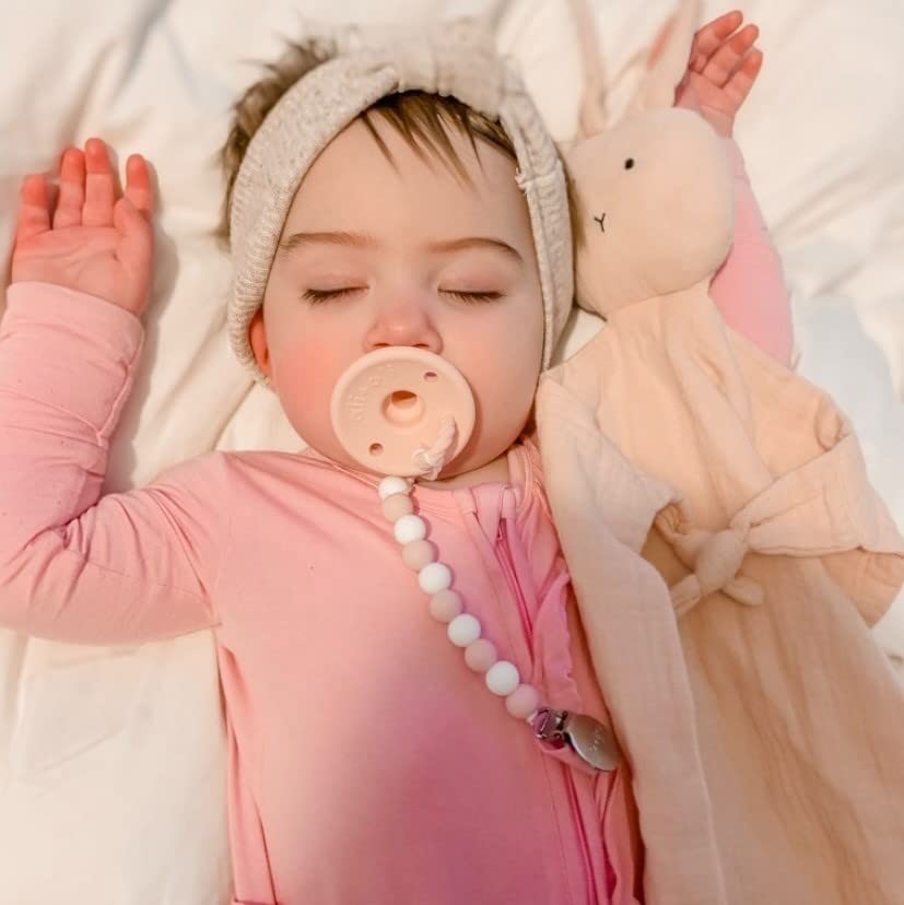 Image of Ali+Oli Silicone Pacifier Clip for Baby (Thin Pink) 100% Food-Grade BPA Free Newborn Pacifier Holder Infant Binky Clip for Baby for Baby Boy or Girl