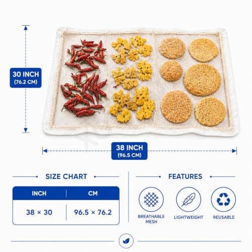 Image of Cotton Drying Cloth with Net & Zip for Papad, Vadagam, Spices, Millets, Pulses & Grains | Breathable Mesh | Washable & Reusable | 38x30 Inch (96.5x76.2 cm)