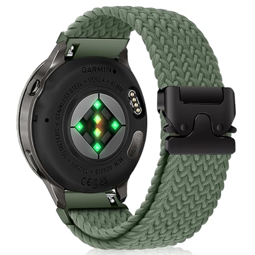 #VerdientProvisionen<br>18mm Nylon Armband Kompatibel mit Garmin Venu 4 41mm/Venu 3S 41mm/Venu 2S/Vivoactive 4S 40mm/Vivomove 3S 39mm Sport Geflochtenes Uhrenarmbänder für Garmin Forerunner 265S/255S/255S Music Grün