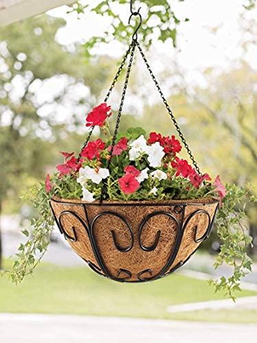2 Pack Metal Hanging Planter Basket With Coco Coir Liner Chain Round Wire Plant Holder Flower Pots Hanger Garden Decoration Porch Decor Watering Hanging Baskets Indoor Outdoor (Butterfly Shape) #TOP4