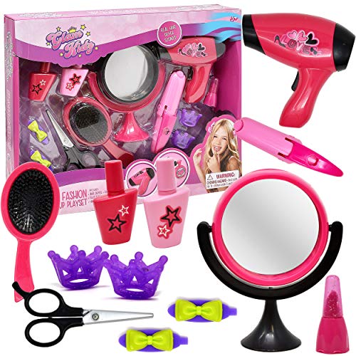 Pretend Play Beauty Set, Stylist Salon Playset Kit for Kids Toy Accessories Includes