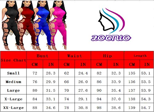 Zoctuo Women's Bodycon Jumpsuits Romper Clubwear Buckle High Neck Jumpsuit Sexy Hollowing Out Romper (3691,Black, S) #TOP5