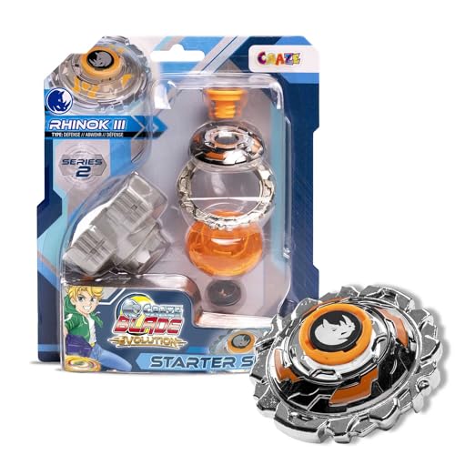 CRAZE Blade Starter Set Serie 2 Rhinok Trottola da battaglia, con lanciatore, per bambini, multicolore