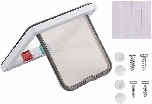 Miniatura 8 de Size S 4 Way Lockable Pet Cat Small Dog Flap Door, Secure Pet Door with Double Flap, Weatherproof Plastic Pet Gate for Interior and Exterior Walls,