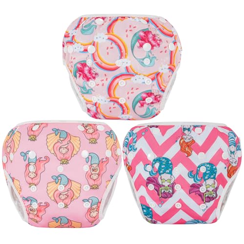 Listado de Pañales para nadar para Bebé Top 10. 38 AKOZLIN Pañales de Natación para Bebé Pantalones de baño reutilizables para bebé, paquete de 3, talla única, cómodos e impermeables,Reutilizables Lavables y Ajustables...
