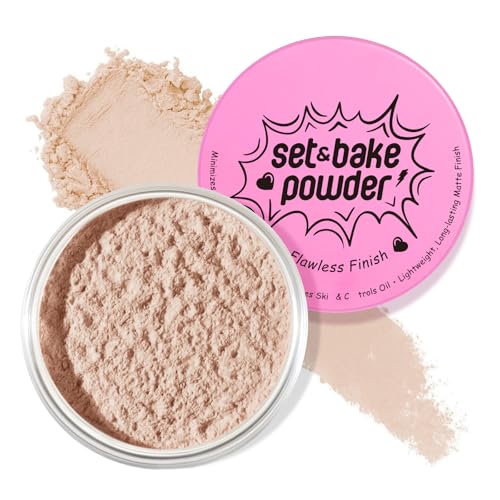 Setting Powder Makeup | Set Bake Powder | Lightweight Natural, Translucent Face Loose Powder to Set Makeup Foundation or Concealer (#2 Natural Color, 0.7 oz)