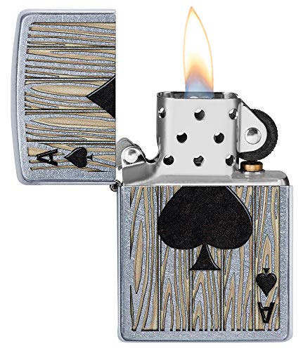 Image of Zippo Ace of Spades Design Street Chrome Pocket Lighter, One Size