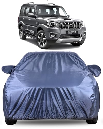 Image of Autofact Premium Car Cover for Scorpio 2014-2020 | All Weather Water-Resistant Full Body Car Cover | Light-Weight Triple-Stitched Outdoor Shield with UV Protection, Dustproof & Heat-Resistant
