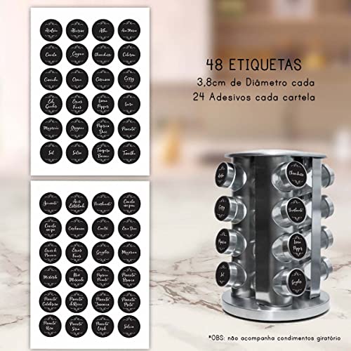 Etiquetas Adesivas Vinil Para Porta Temperos Inox Giratório