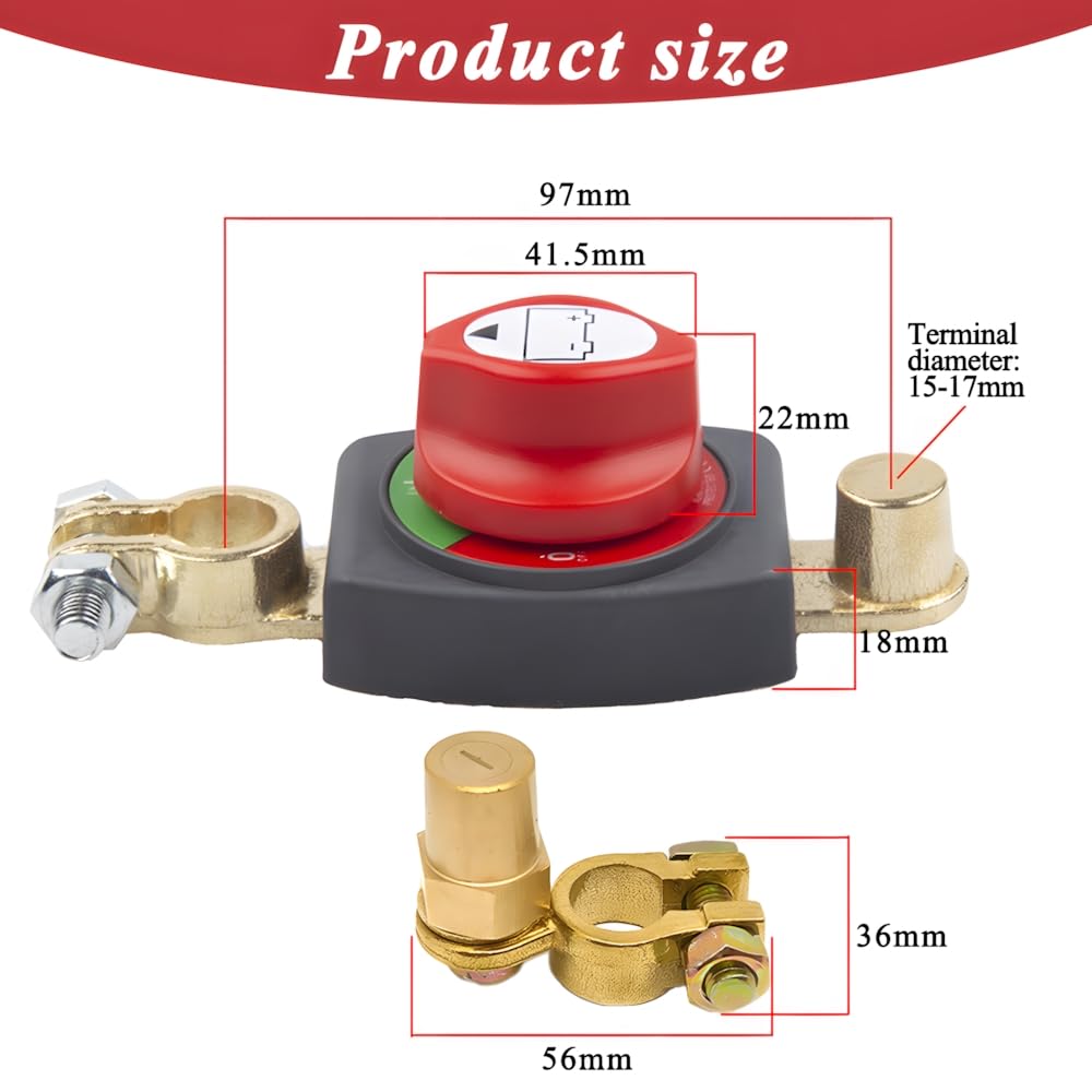 Interruttore Stacca Batteria Auto 12V/24V/48V - Regolabile 180°, Per Auto, Moto, Barche - Foto 7