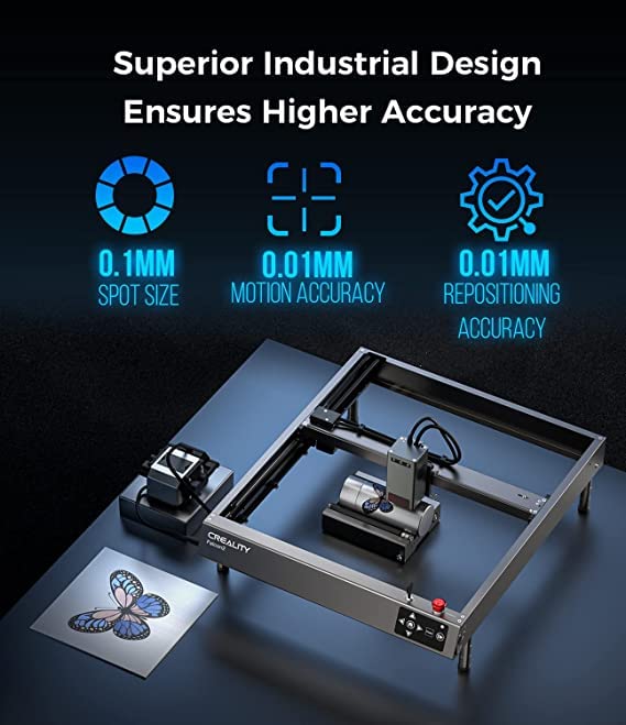 Image of Creality Falcon 2 22W Laser Engraver and Cutter - High-Power Diode Laser Machine for Wood, Stainless Steel, Acrylic, Leather - 400x415mm Large Work Area, Built-In Air Assist, Fast Precision Engraving