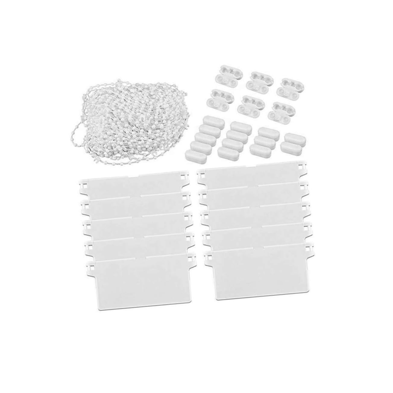 PRETYZOOM Curtain Accessories Set 10pcs Bottom Plate 20pcs Bead Buckles 20m Bead White