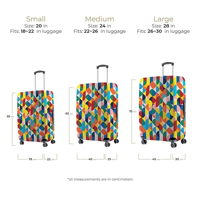 Image of Printed Luggage Cover for Traveling Bag & Suitcase - Stretchable & Scratchproof Trolley Protector with Velcro Lock & Lightweight Washable Material(Suitcase Bag Not Included, Only Cover in Product)