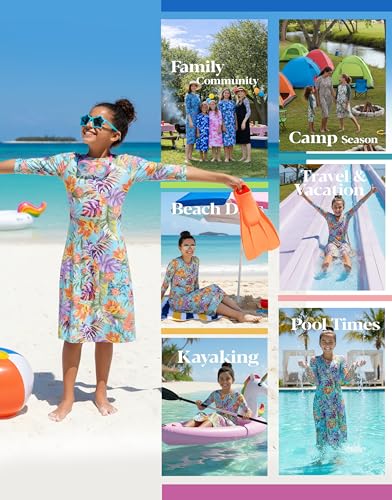 Image of Shira Modest Girls Swim Dress | 3 /4 Sleeve Swimdress, Full Coverage Bathing Suit | Tznius UPF 50+ Quick-Dry