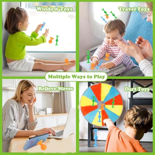 Suction Bath Toys for Preschooler - 10 Pcs Sensory Suction Cup Toys for Kids, Stress Relief Fidget Toys Bathtub Toys for Travel and Bath Time, Perfect for Fine Motor Skills and Creativity
