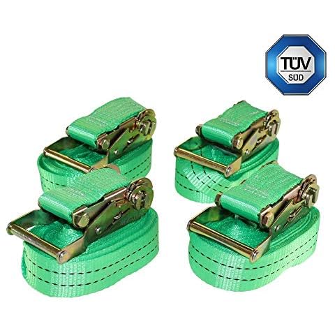 SETPREIS 4 STÜCK! Zurrgurt Spanngurt mit Ratsche 6m 38mm 2t 2000kg 2000 daN, einteilig, TÜV geprüft, EN12195-2 Cover