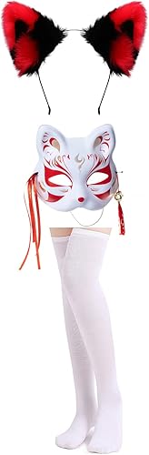 Miniatura 4 de Disfraz de anime japonés rojo y blanco Kimono Fox Cosplay con calcetines