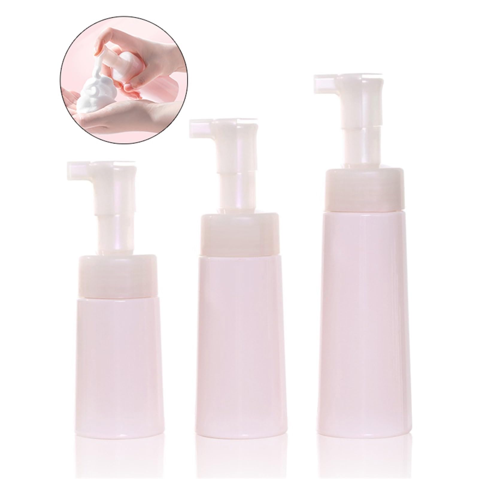 8PCS 150 Bottiglia di Schiuma Portatile Mousse Detergente Bottiglie Riutilizzabili Vuote Con Copertura Antipolvere Pompa Sapone Conico in PET per Shampoo, Cucina, Bagno
