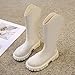 Teen Girls Leather Riding Dress Boots Side Zipper Plain Knee High Boots Halloween Party Fashion Princess Dress Shoes (White, 12.5 Little Child)