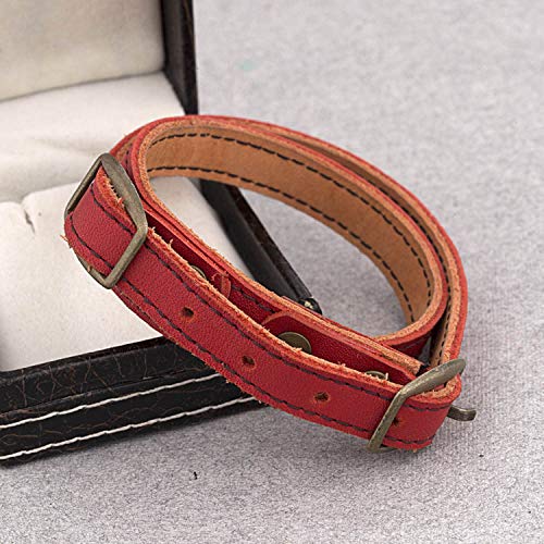 Red Leather Bracelet with Buckles