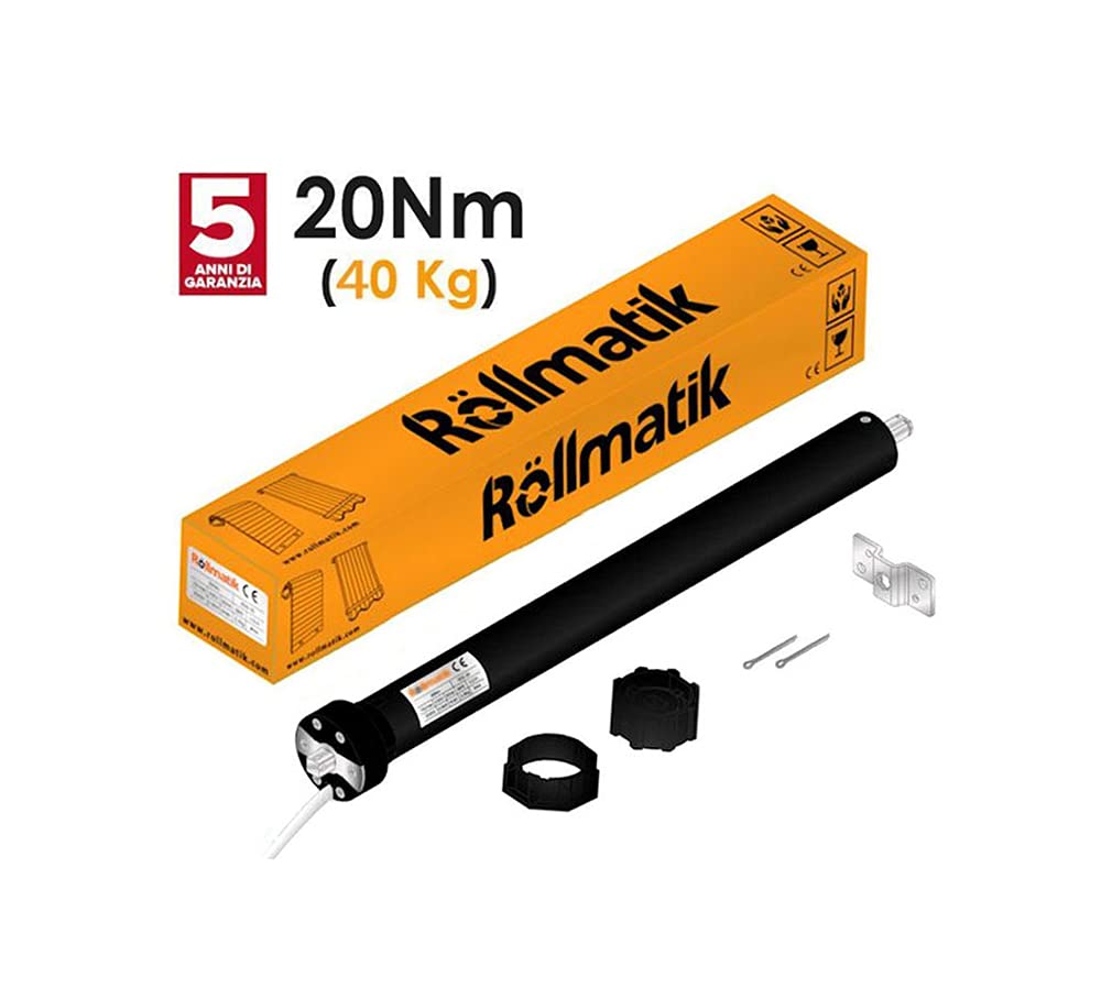 Rollmatik Motore per Tapparelle Elettriche Portata 40Kg 20Nm Finecorsa Meccanici Predisposto Per Pulsante SU/GIU Apertura Automatica Persiane