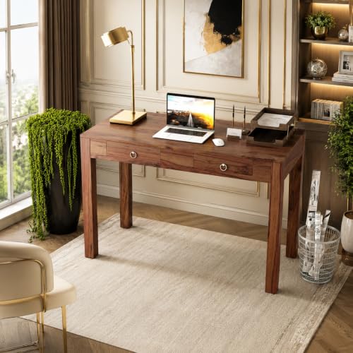 Image of Sheesham Wood Writing Computer & Study Table for Home and Office Furniture (Warm Chestnut) (Study Table 2)