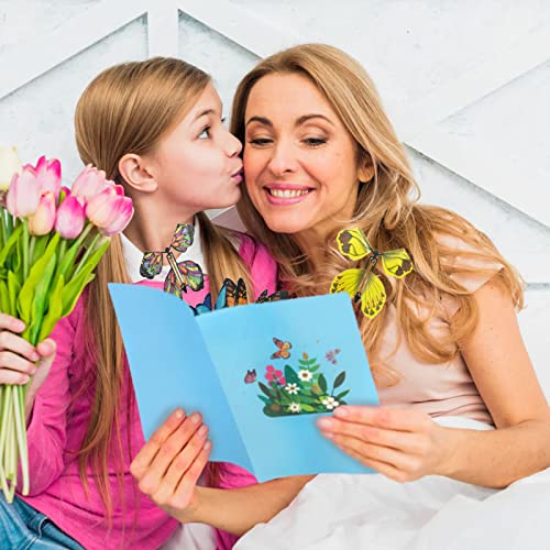 Dtesl Flying Butterflies Pop Up Card, Butterfly Fly Out Cards For Mother's Day, Graduation, Handmade 3D Cut Out Pop-Up Cards With 2 Flying Butterflies, Blank Envelope, Message Card #TOP1