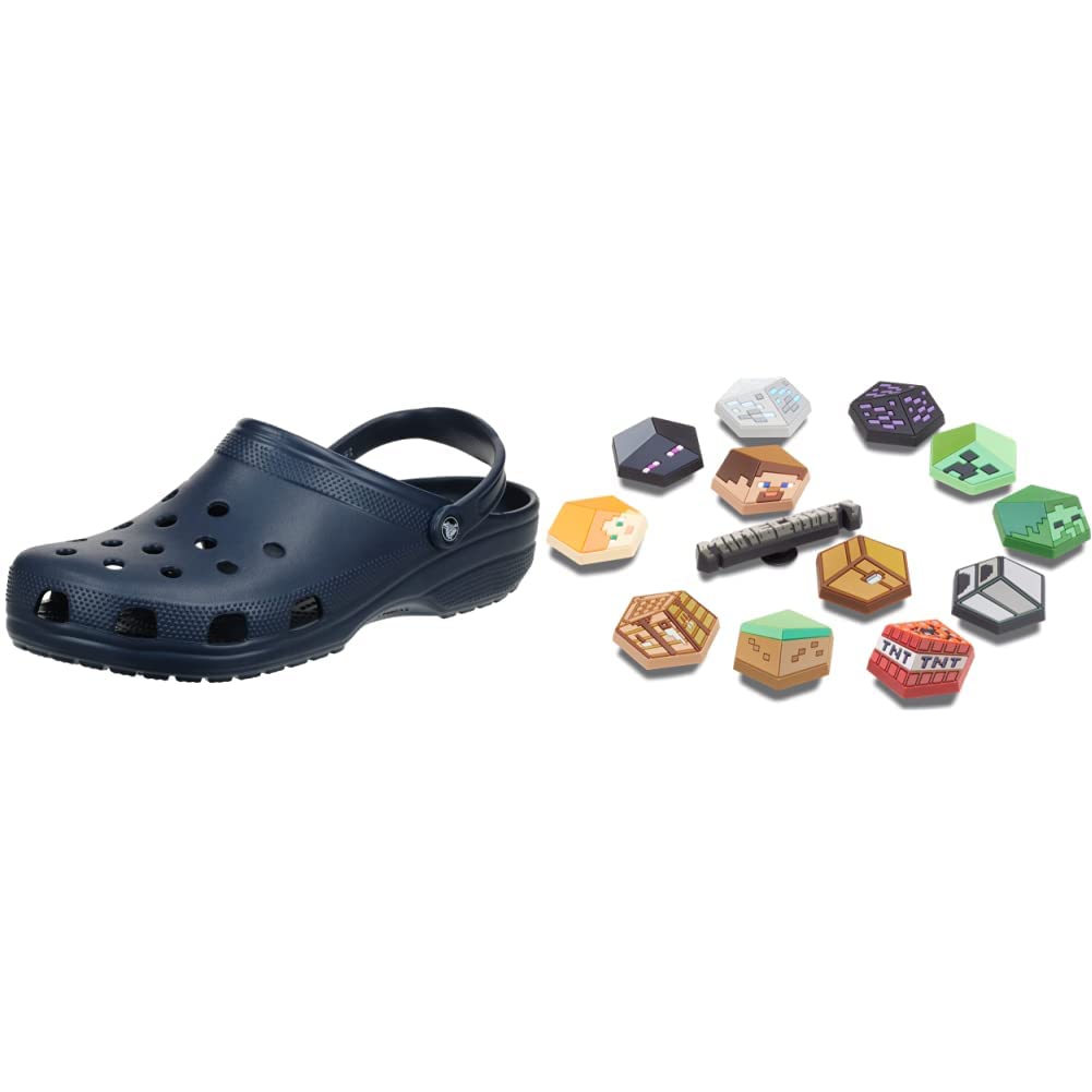Crocs Classic Clog + Minecraft 13pc Jibbitz Unisex Adulto, Azul Navy, 45/46 EU