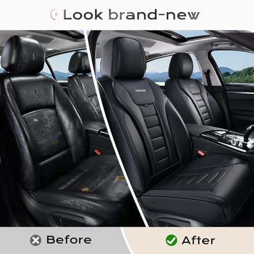 Image of Coverado Car Seat Covers, Front Covers for Cars, Car Seat Cover Front Seats, Automotive Seat Cover, Waterproof, Leather Car Seat Cushion, Universal Interior Covers Seat Protectors for Most Cars