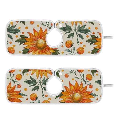 sten diskbänk matta för diskho återanvändbar och dekorerad upphängningsbar diskho matt för kök badrum 76 cm – tecknad solros mandarin kräm