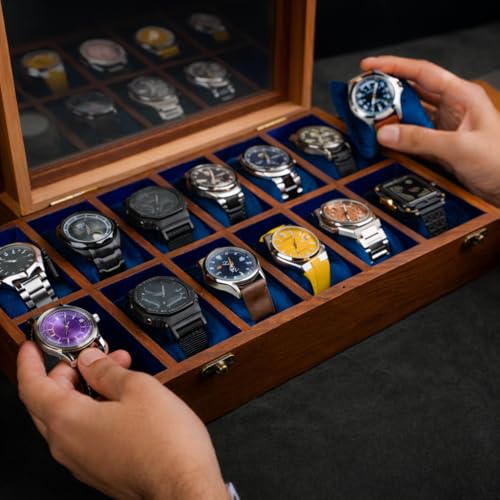 Image of Luxury Watch Case Storage Collection, Watch box for men and women,Wrist Watch Display Box Organizer for Men and Women 12 Slots, Gift For Him,Christmas, Valentine;s Day, Dark Indian Rosewood Made