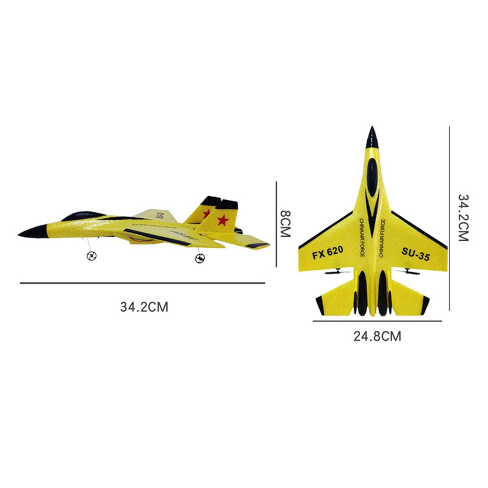 Avión RC de Espuma Modelo Planeador Avión Controlado por Radio Juguete de Fija y Mando a Distancia Material Flexible y Resistente a Caídas, Amarillo