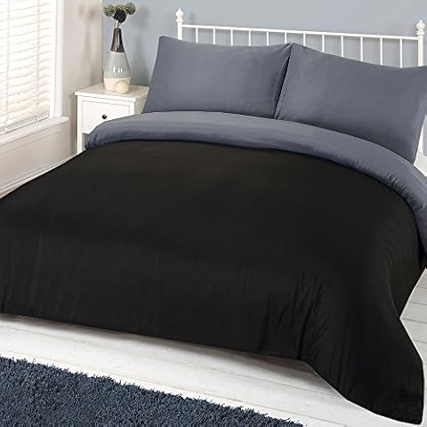 Brentfords Reversible Black Grey Duvet Set Cover