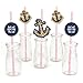 Big Dot of Happiness Last Sail Before The Veil Paper Straw Decor - Nautical Bridal Shower & Bachelorette Party Striped Decorative Straws - Set of 24