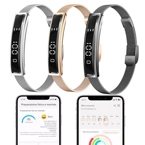 smartia – Braccialetto intelligente ultrasottile, Band Bluetooth modello 2026, tracker di attività e sonno, monitoraggio completo della salute, display touch compatibile iOS e Android (Nero)
