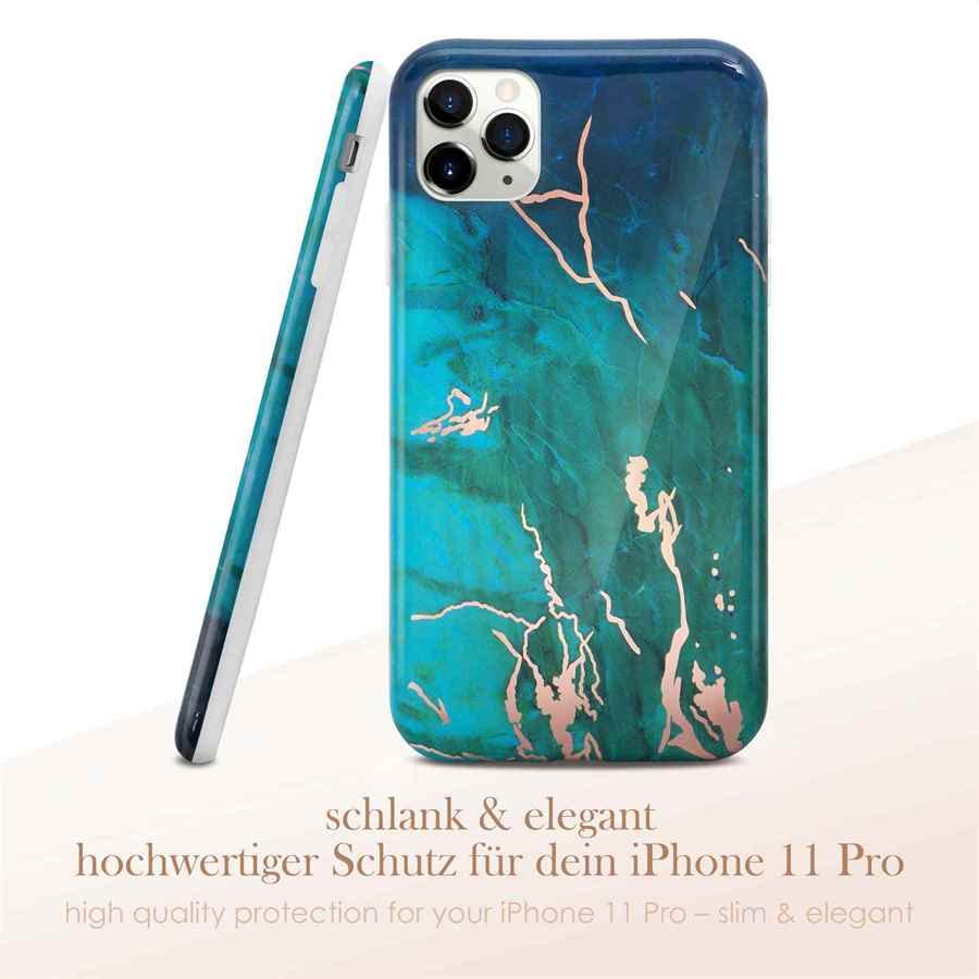 ONEFLOW Sense Case Custodia compatibile con Apple iPhone XR, effetto marmo, protezione schermo e fotocamera, in silicone con lustrini, Excitement