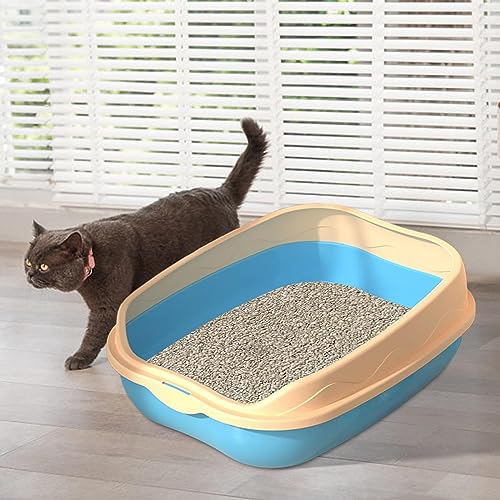 Arenero para gato semi cerrado alto azul miniatura 3
