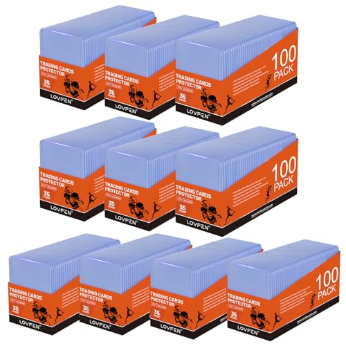 LOVFEN 1000 Hard Plastic Card Sleeves 1000 Toploads 35PT Baseball Card Protectors with Bend-Resistant Rip-Proof Edges for TCG Sports Football & Collectible Cards