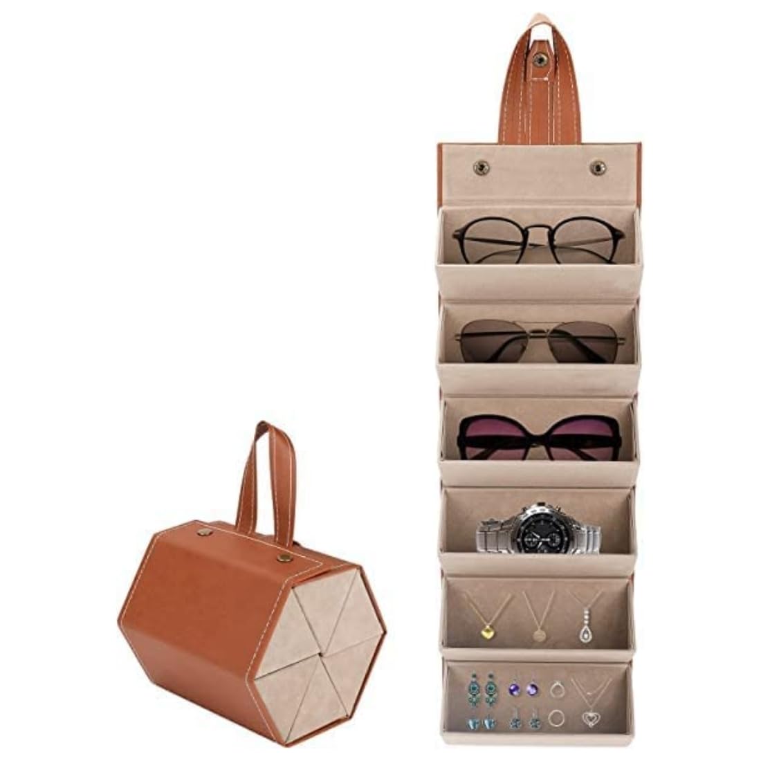 Shop StoppersGlasses Organizer for Women and Men - Travel Sunglasses Organizer for Multiple Glasses Cases - PU Sunglass Storage Organizer - Eyeglasses Storage Box, Hanging Eyewear Holder