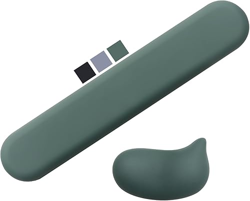 Reposamuñecas para teclado y alfombrilla de mouse, juego ergonómico de espuma viscoelástica para teclado de espuma viscoelástica, piel de lujo,