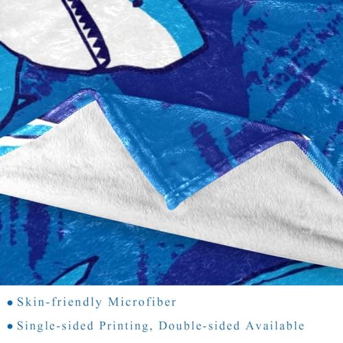 Couverture requin bleu en polaire microfibre douce 150x130cm - 3