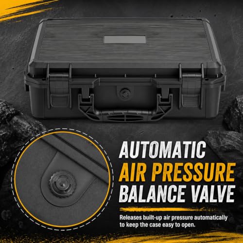 Image of Relaxweex Waterproof Hard Case with Custom Foam, 16.54 x 14.17 x 6.06 Inch | Large Hard Case with DIY Foam Insert and Cutter for Cameras, Drones, Lenses, Tools and Test Instruments, Portable