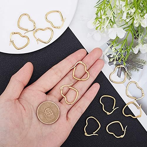UNICRAFTALE about 30pcs 23x19mm Heart Hoop Earrings Stainless Steel Ear Wires Components with Ear Nuts Hypoallergenic Golden Earring Findings for Women Earrings Jewellery Making