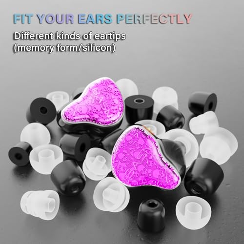 Image of BASN Bmaster5 in Ear Monitors, 1DLC Diaphragm+4BA 5 Drivers Drummers Headphones with Silver-Plated OFC Cable, Noise Isolation IEM Earbuds for Musicians (Pink)
