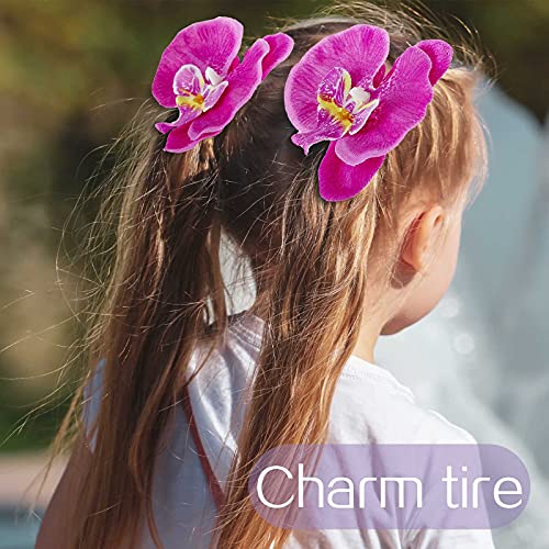 40 Pieces Orchid Petals Artificial Decorations Orchids Heads Flowers Faux Silk Phalaenopsis Butterfly Flower Heads for DIY Craft Home Wedding Party (Dark Purple)