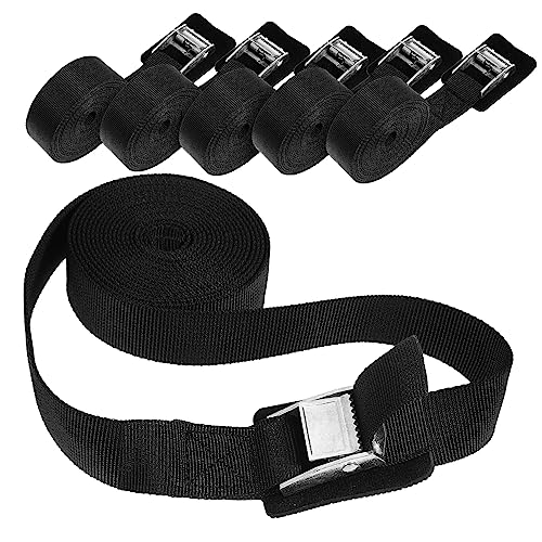 Generic 6 correas de sujeción para maleta, correas ajustables, cinturón de senderismo, correas de leva, hebilla de leva, correas de amarre con ganchos, correa de cincha para embalar, nailon negro