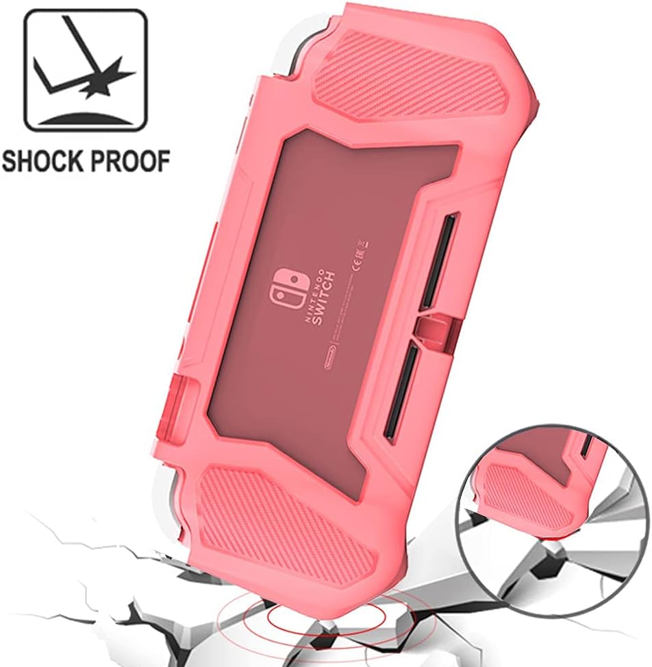 Protective Case for Nintendo Switch Lite, Switch Lite Case with Detachable Screen Protector Cover + Hand Grip Case Compatible with Nintendo Switch Lite 2019, Pink - Image 2